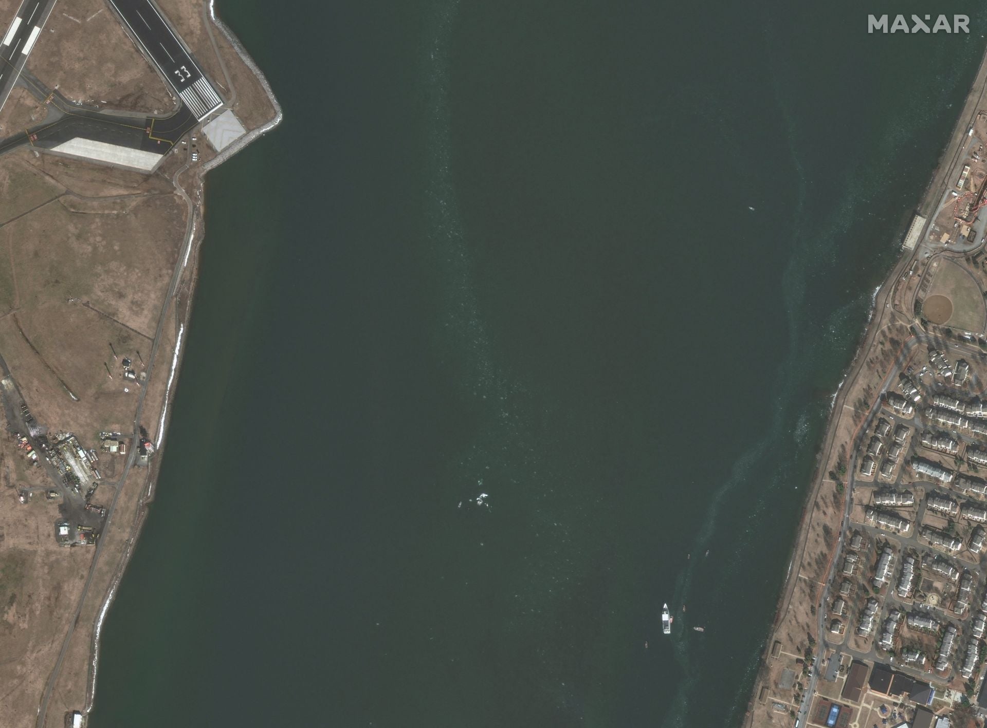 Imagen satelital ampliada del río Potomac.