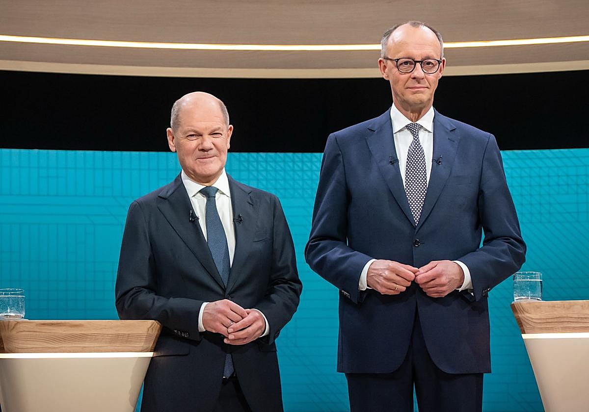 El canciller Scholz se enfrenta al líder de la oposición Merz en un debate televisado previo a las elecciones