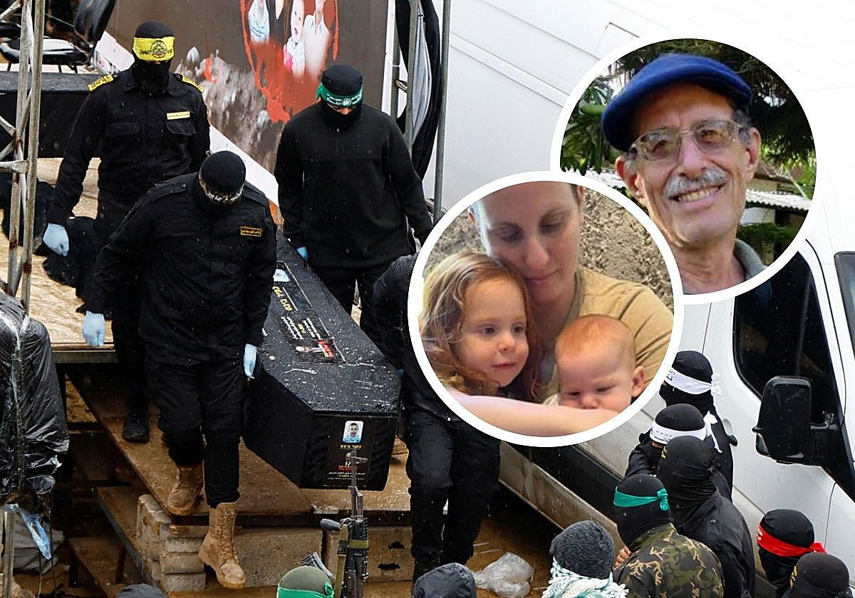 Hamás escenificando la muerte de los cuatro rehenes