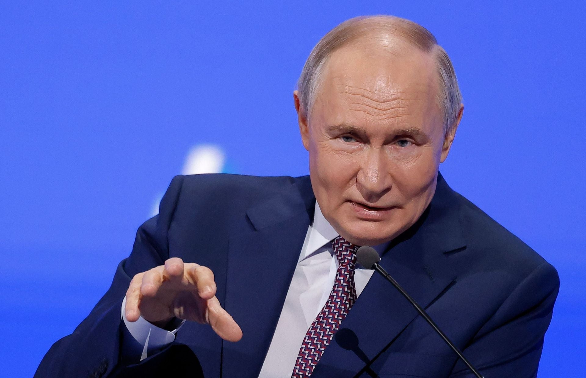 Vladímir Putin en la conferencia de la Unión de Industriales y Empresarios el pasado martes en Moscú