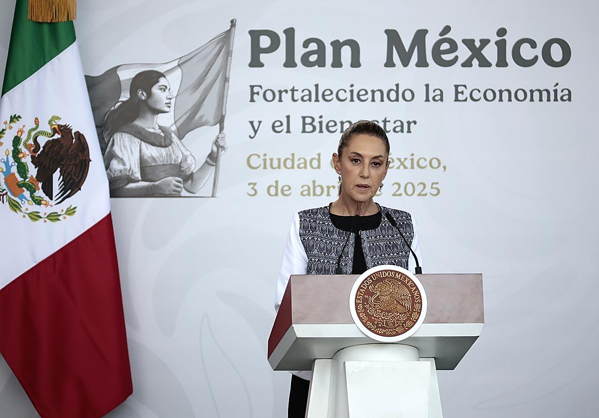 La presidenta de México, Claudia Sheinbaum, presenta su plan de respuesta a los aranceles