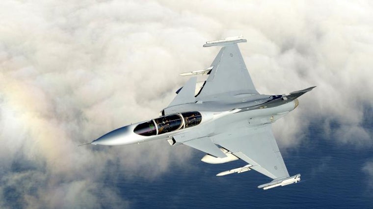 Un Gripen en pleno vuelo de rendimiento