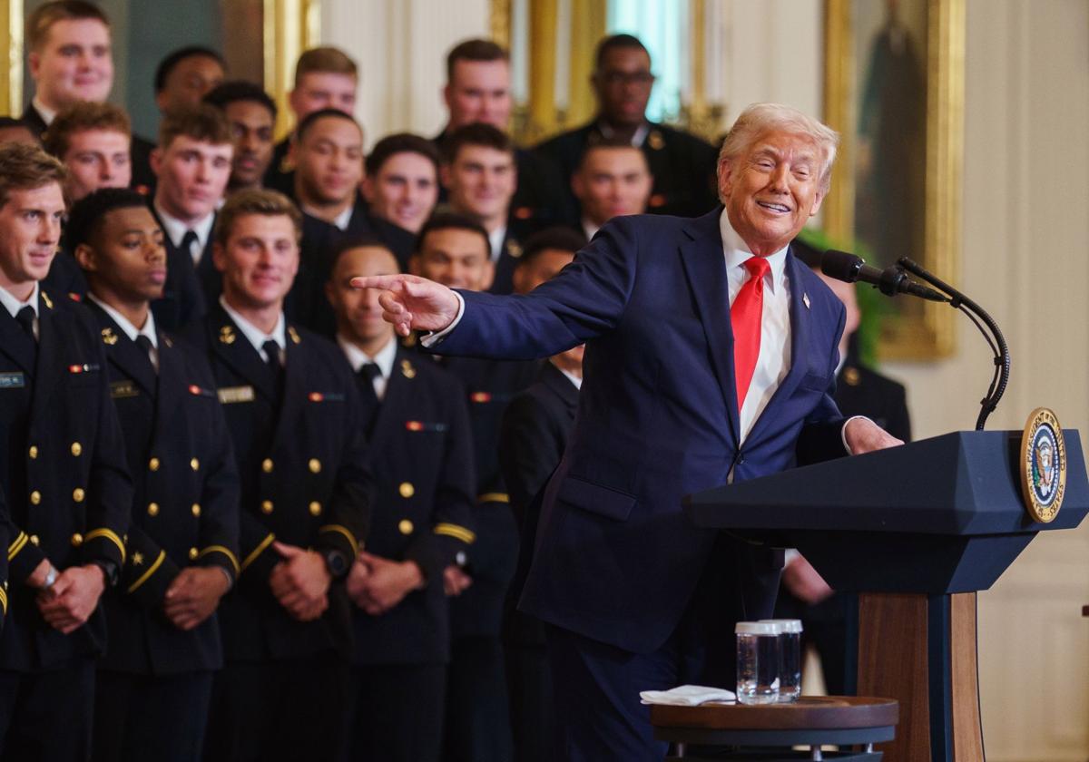 Donald Trump, durante la entrega del Trofeo Comandante de la Armada de EE.UU. en la en Washington