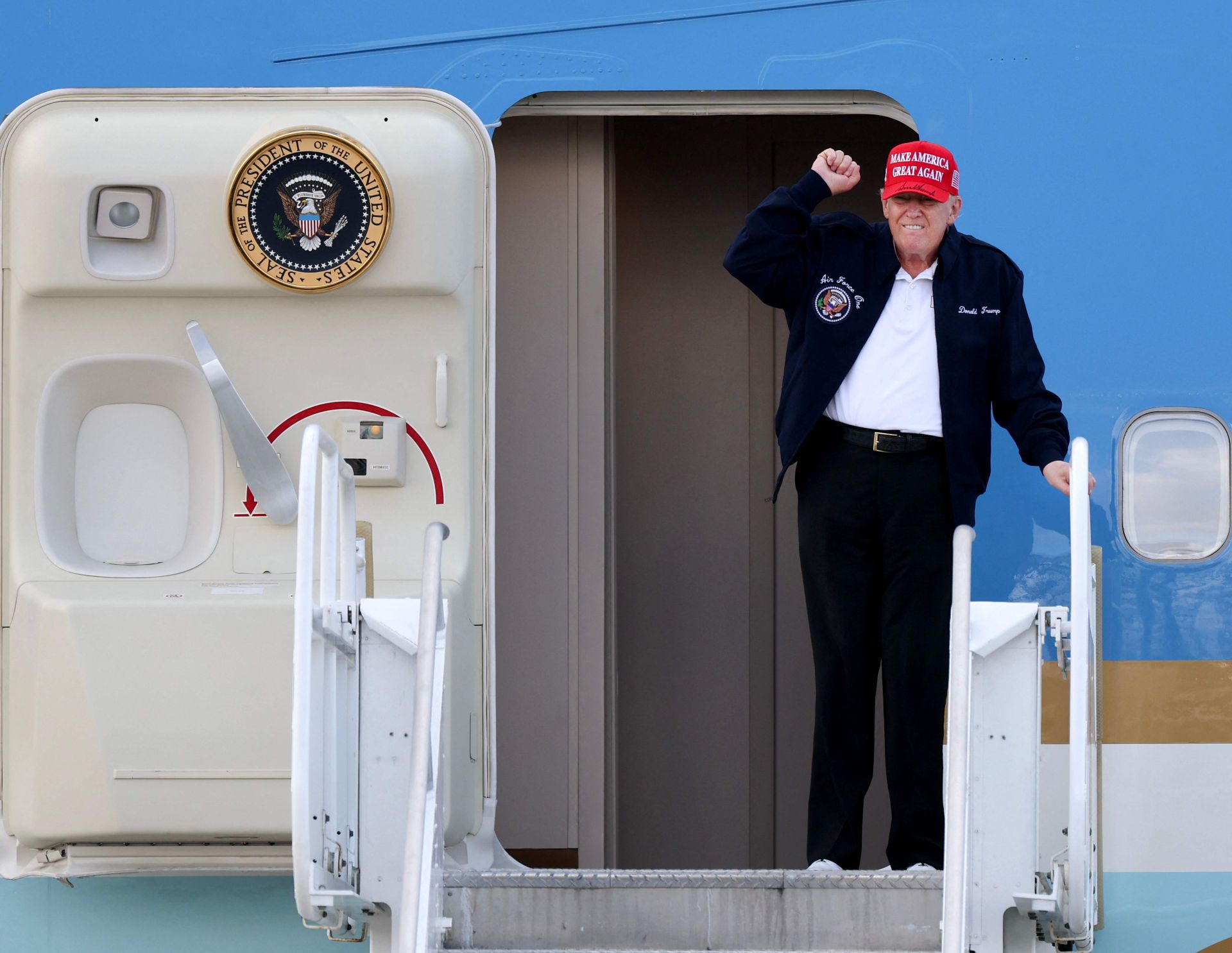 Trump en el Air Force One.