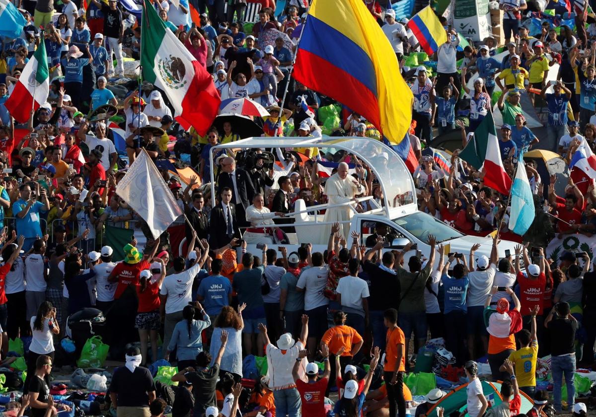El papa Francisco llega a la Jornada Mundial de la Juventud celebrada en 2019 en Panamá