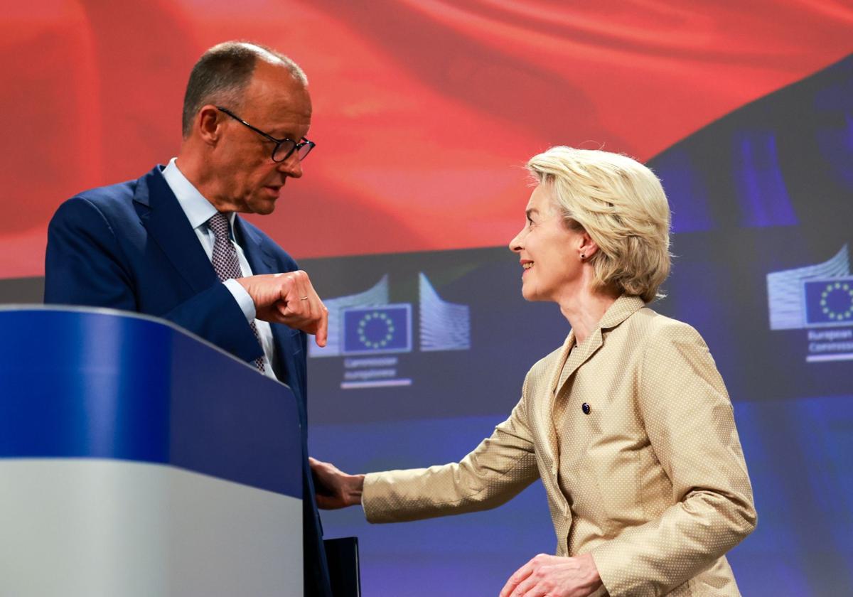El canciller alemán, Friedrich Merz, y la presidenta de la Comisión Europea, Ursula von der Leyen