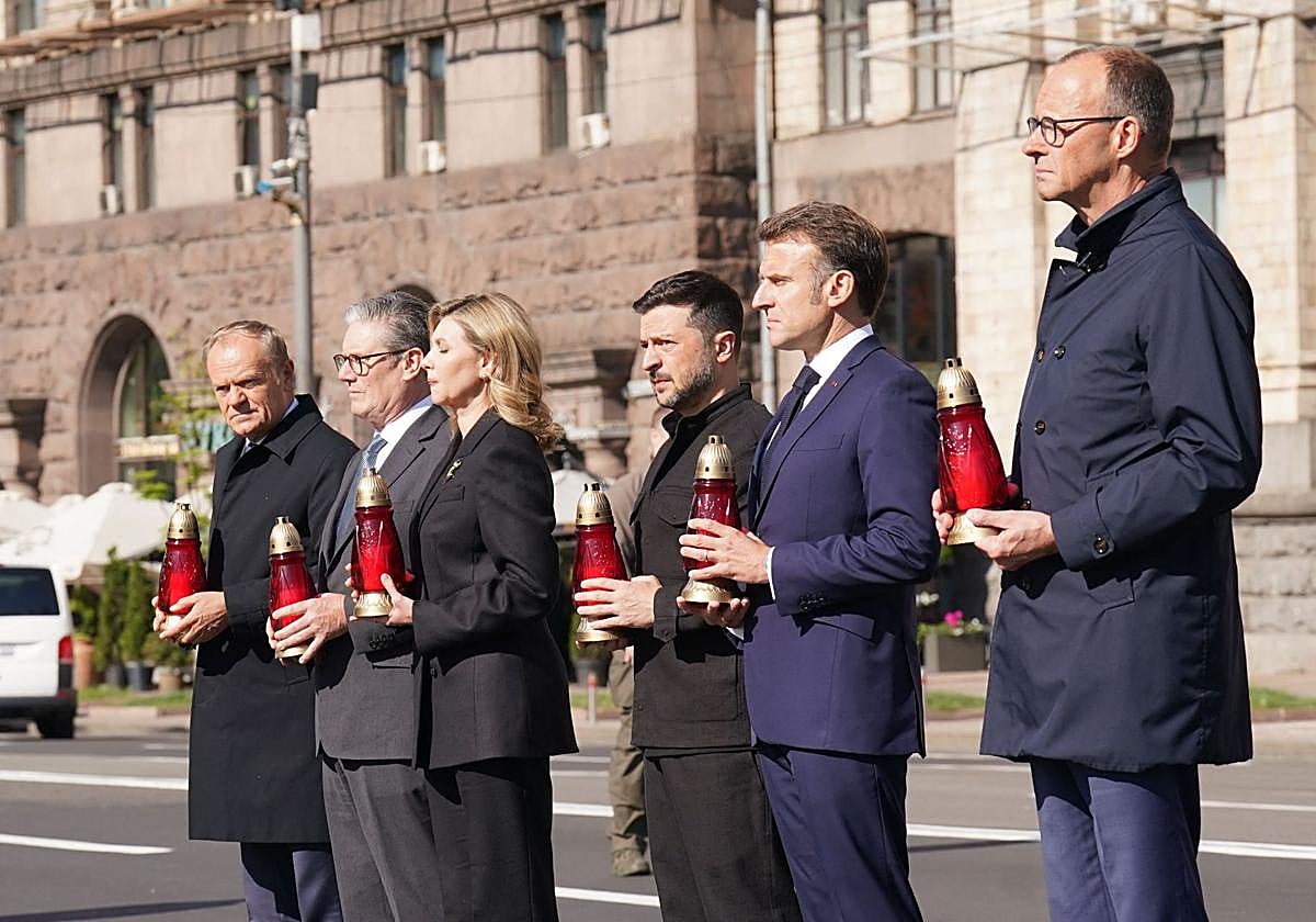 Zelenski acoje en Kiev a su homólogo francés, al canciller alemán y los primeros ministros británico y polaco