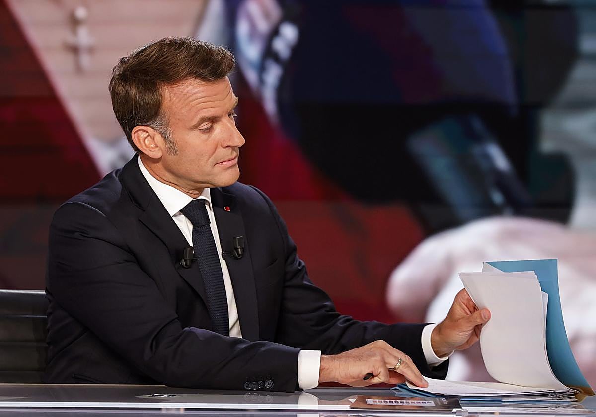El presidente de Francia, Emmanuel Macron, durante la entrevista.