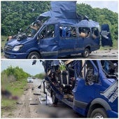 Al menos nueve muertos en el ataque de un dron ruso a un minibús de civiles en el norte de Ucrania