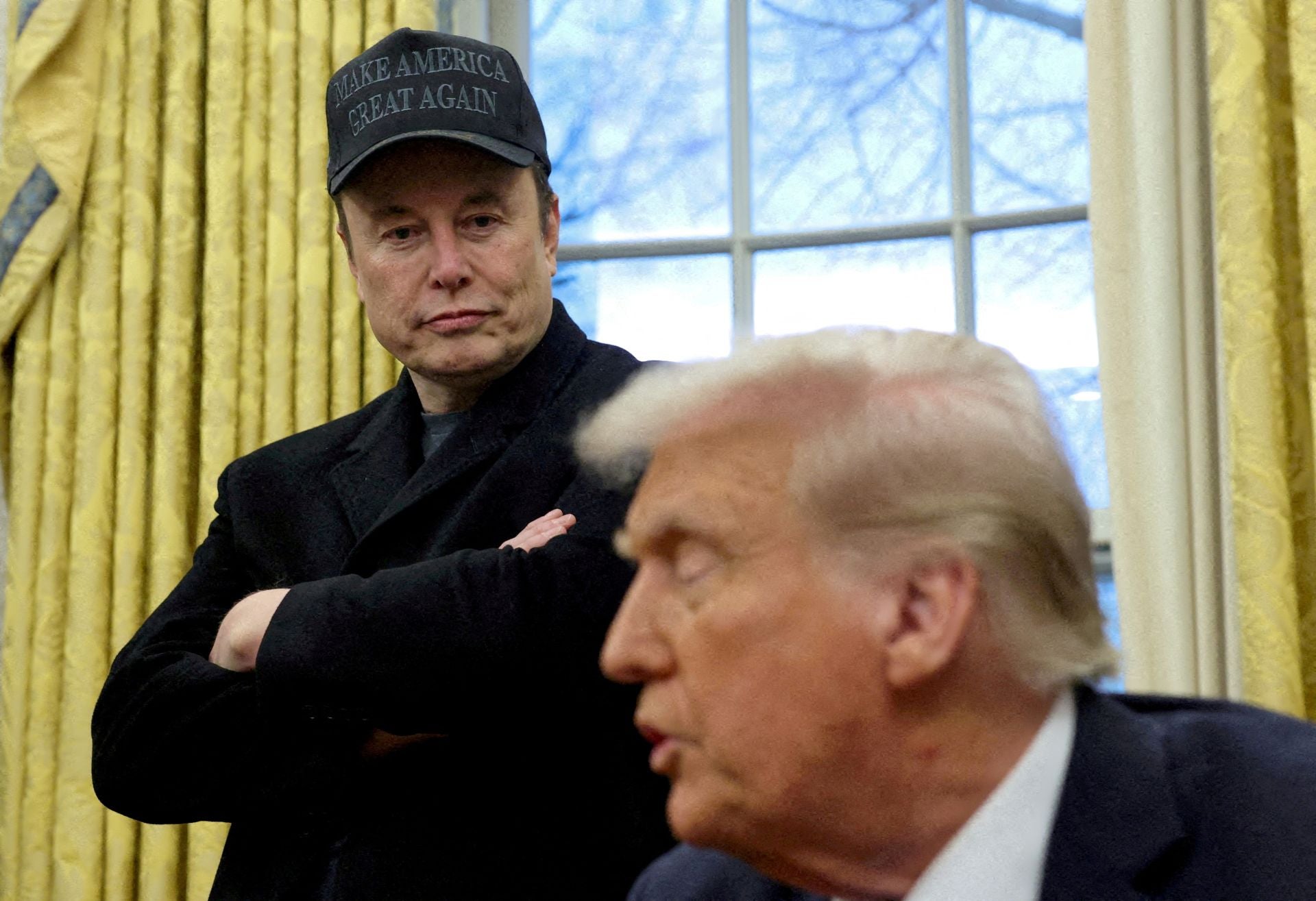 Elon Musk, en el Despacho Oval con Donald Trump en las primeras semanas del mandato