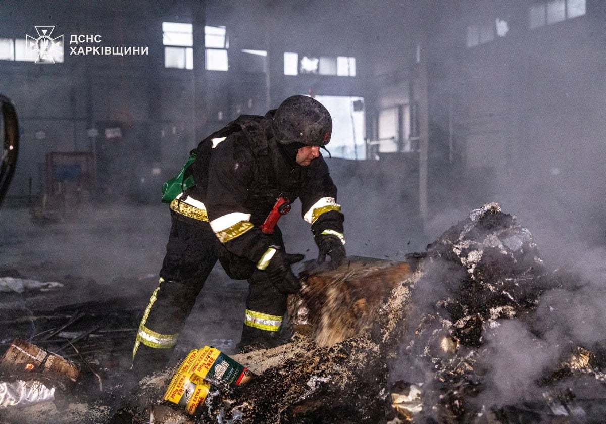 Consecuencias de un ataque ruso de drones sobre Jarkov