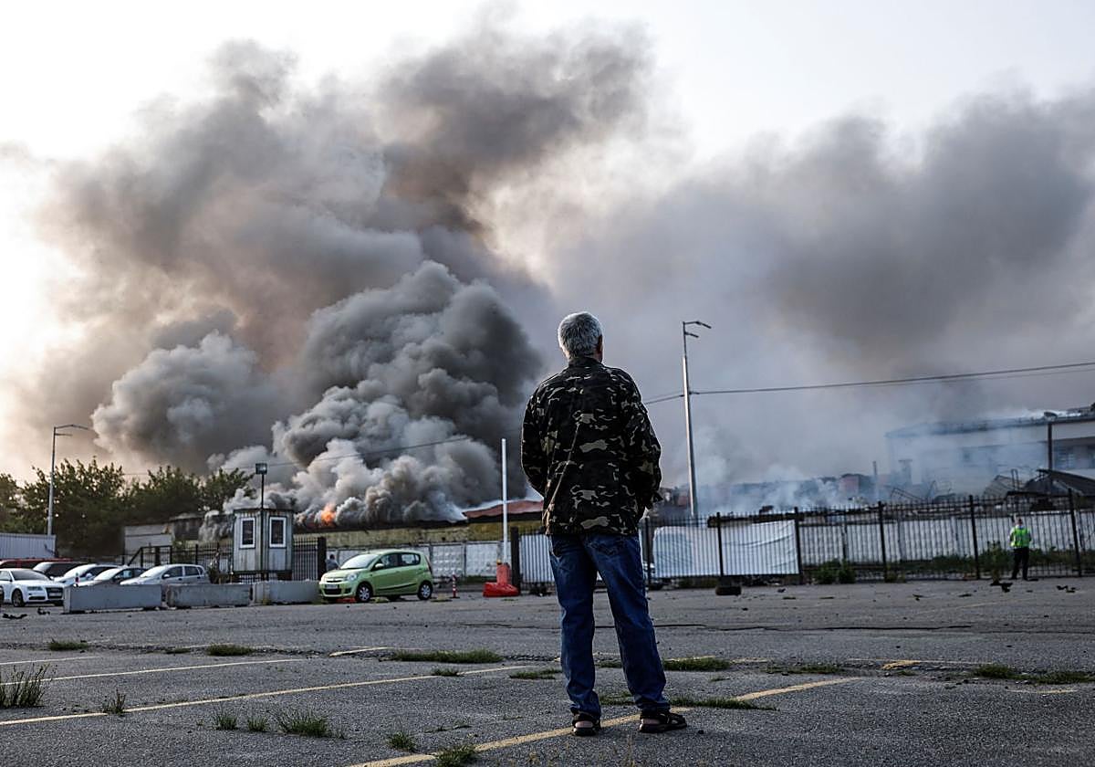 Consecuencias del ataque de un dron ruso en Kiev