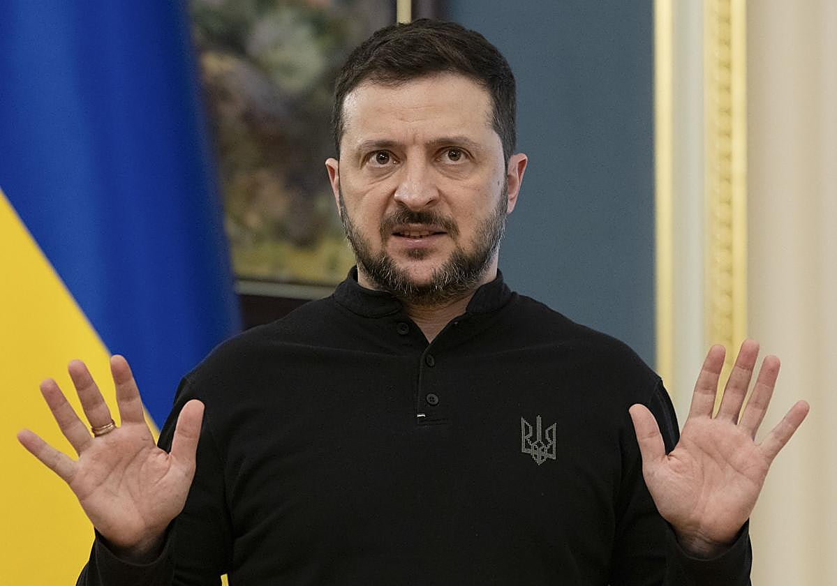 El presidente ucraniano, Volodímir Zelenski, durante una conferencia de prensa en Kiev