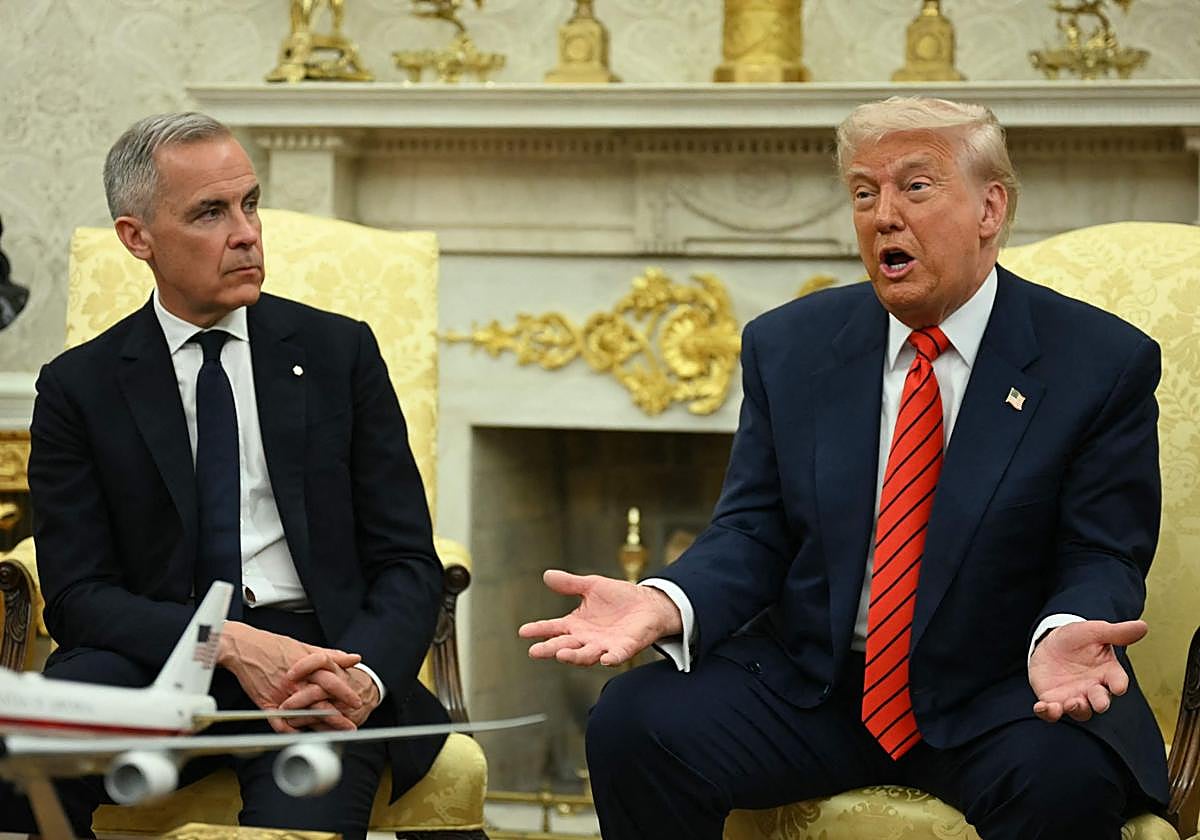 El primer ministro de Canadá, Mark Carney, y el presidente de EE.UU., Donald Trump, reunidos en mayo en la Casa Blanca