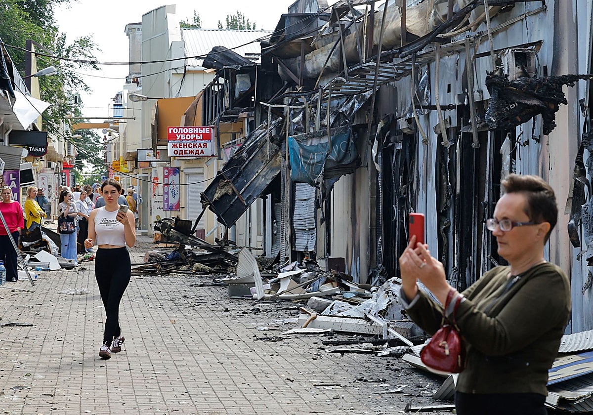 Consecuencias del reciente bombardeo en Donetsk