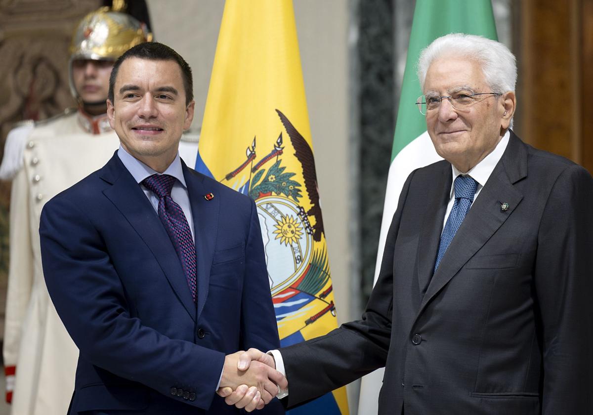 El presidente ecuatoriano, Daniel Noboa, visitó a su homólogo italiano, Sergio Matrarella, y a la primera ministra Meloni en Roma, porque considera que Italia tiene tiene experiencia en la lucha contra las mafias