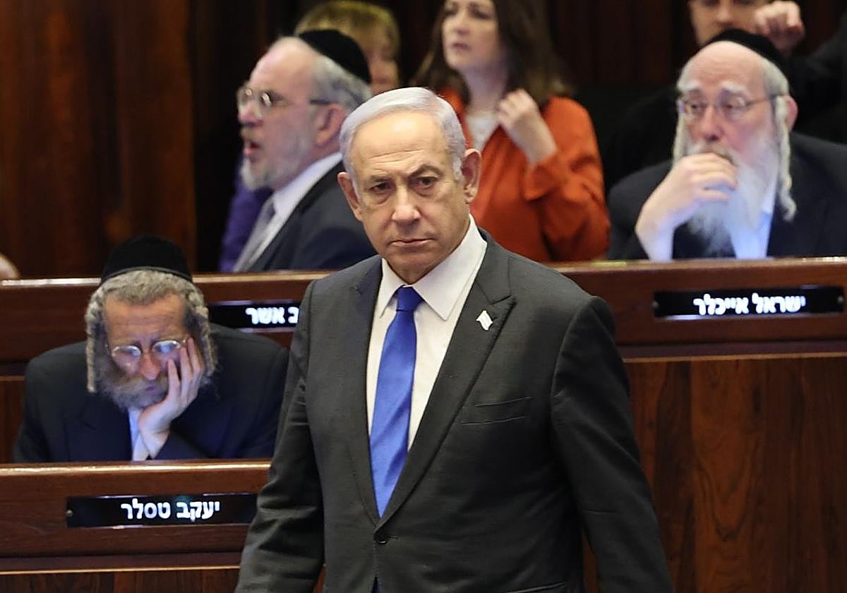 El primer ministro israelí, Benjamin Netanyahu, en la Knesset ante diputados ultraortodoxos