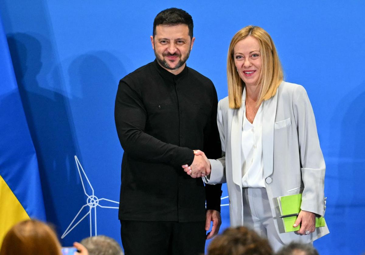 Volodímir Zelenski y Giorgia Meloni, este jueves en Roma