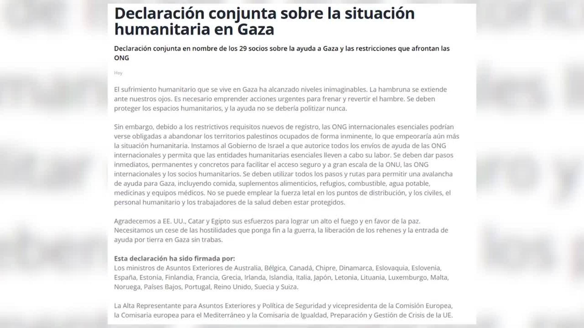 España respalda la propuesta de Macron para una misión de la ONU en Gaza