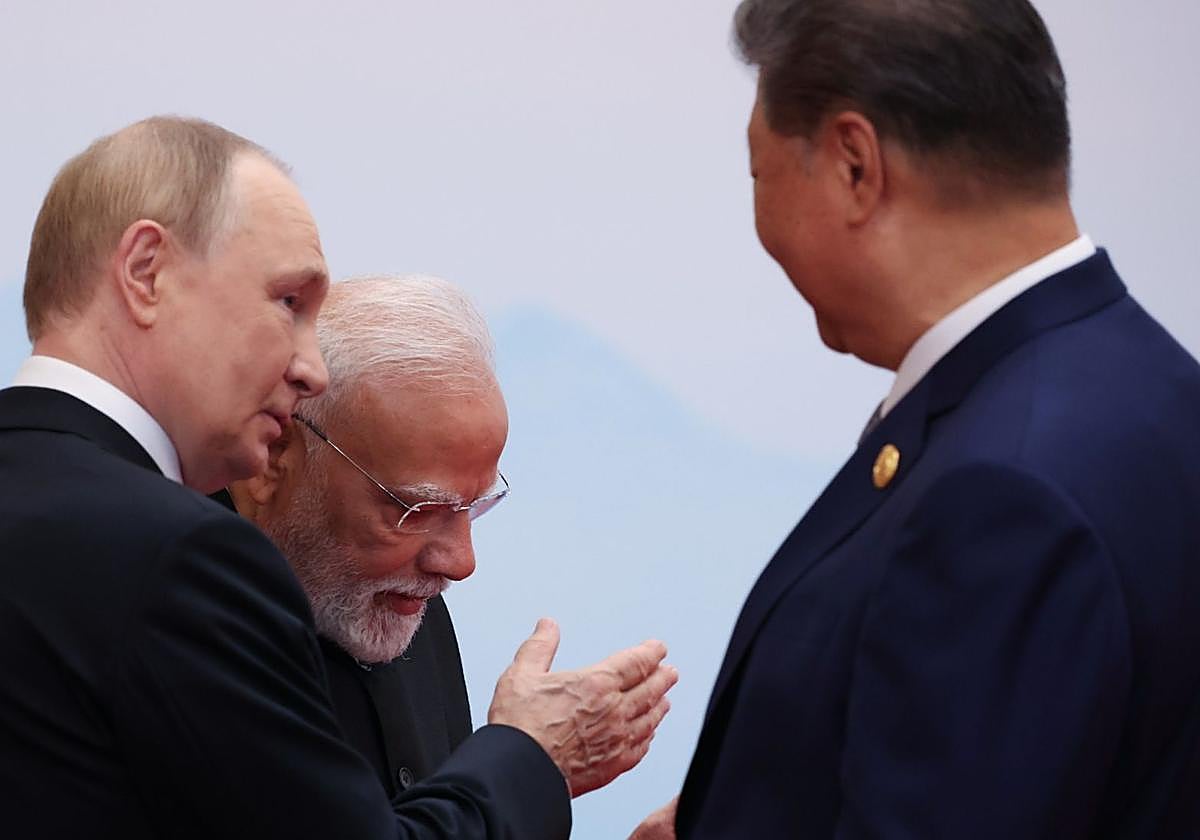 Los líderes chino, ruso e indio, Xi Jinping, Vladímir Putin y Narendra Modi; en la cumbre de Shanghái