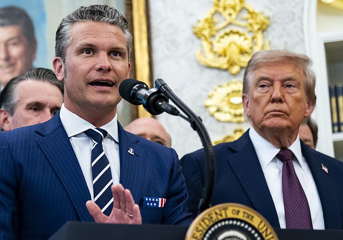 Pete Hegseth, secretario de Defensa de EE.UU., durante un anuncio en el Despacho Oval