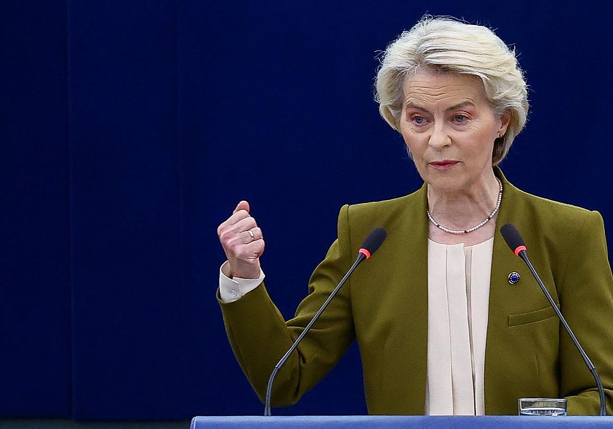 La presidenta de la Comisión Europea, Ursula von der Leyen, durante el Estado de la Unión