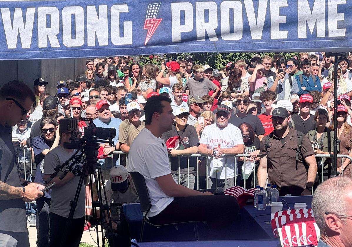 Charlie Kirk, durante su charla en a Universidad de Utah