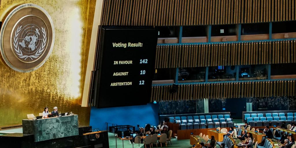 La Asamblea General de la ONU aprueba por amplia mayoría un texto en favor de crear un Estado palestino