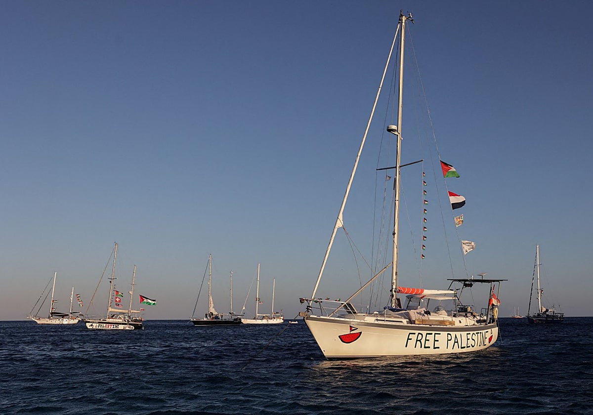 Algunos de los buques que participan en la Flotilla de Gaza