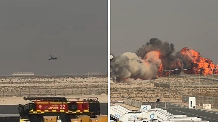 Un piloto muere al estrellarse contra el suelo en un caza de combate durante una exhibición en Dubái