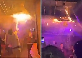 Así comenzó a arder el techo del bar Le Constellation en la estación de esquí en Suiza
