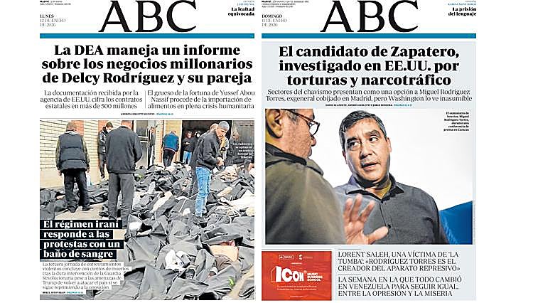 Las portadas impresas de ABC de los pasados 11 y 12 de enero