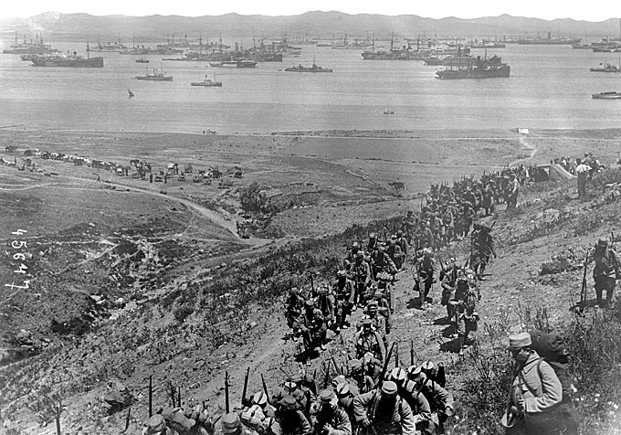 Imagen de la batalla de Galípoli (en turco: Gelibolu), ciudad situada al noroeste de Turquía.