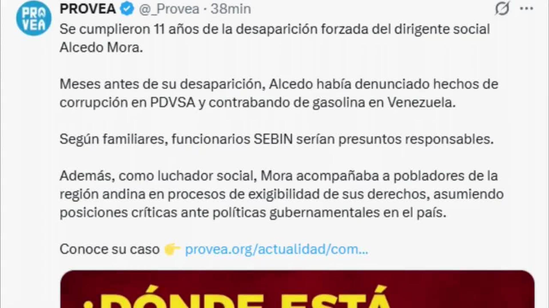 ONG venezolana denuncia que se cumplen 11 años de la desaparición de ...