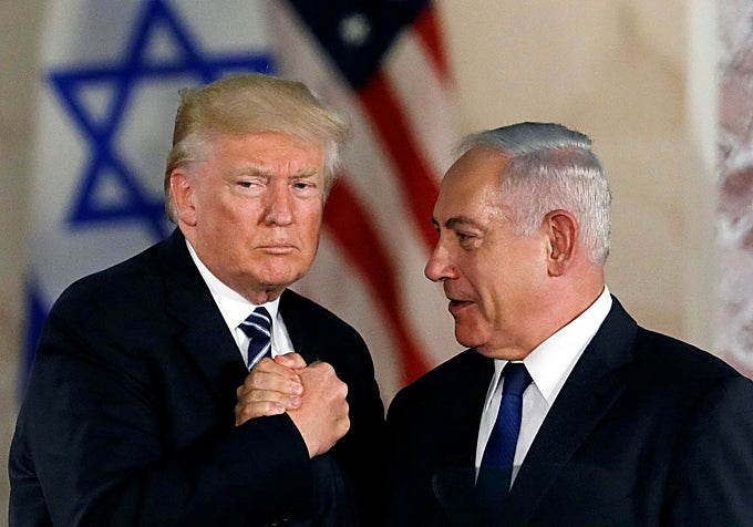 Imagen de archivo de Trump y Netanyahu durante una visita del primero a Jerusalén.