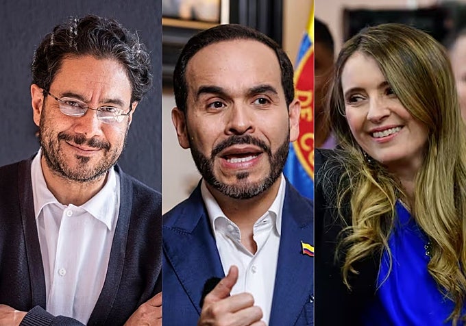De izquierda a derecha, Iván Cepeda, Abelardo de la Espriella y Paloma Valencia
