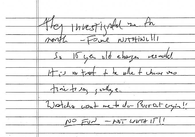 Nota de suicidio de Jeffrey Epstein.