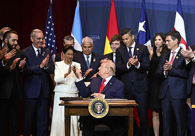 Trump firmó en marzo la proclamación del 'Escudo de las Américas' en Miami, donde reunió a dirigentes de la derecha hispanoamericana.