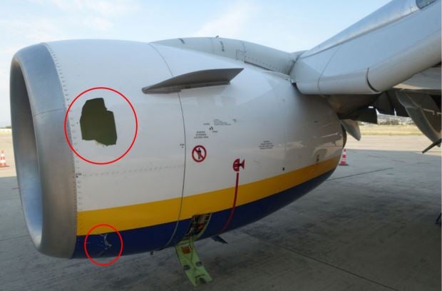 Algunos de los desperfectos en el avión.
