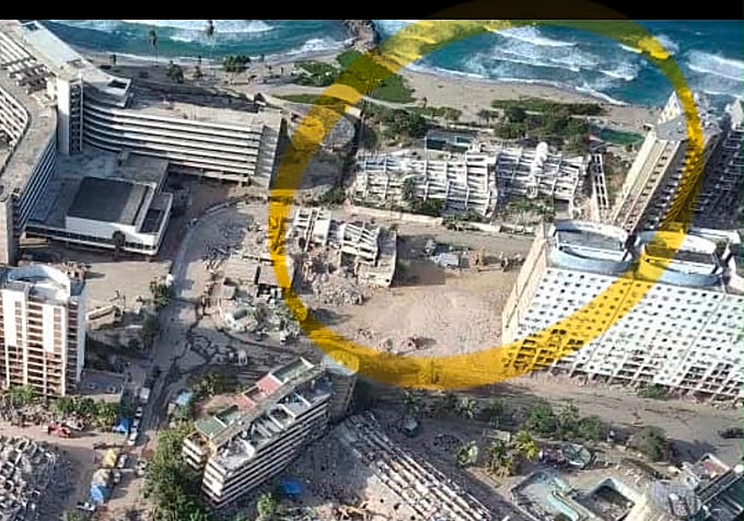 Foto con un dron del edificio donde estaba la OPP, los urbanismos construidos por el Gobierno en 2010