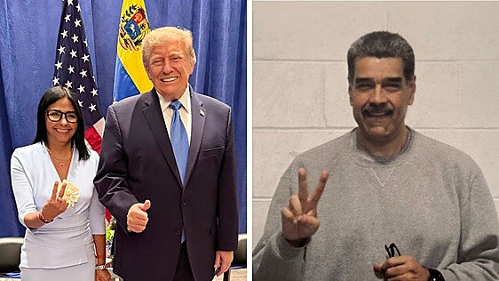 Delcy Rodríguez aprovecha su foto con Trump para enviar un mensaje al chavismo