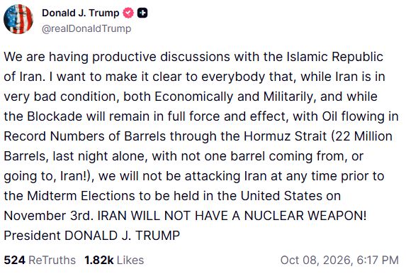 Mensaje de Donald Trump.