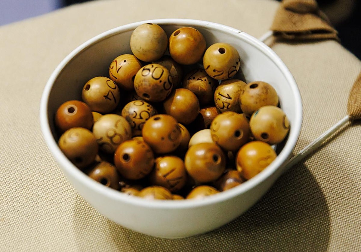 Bolas de lotería durante un ensayo del sorteo, hace unos días