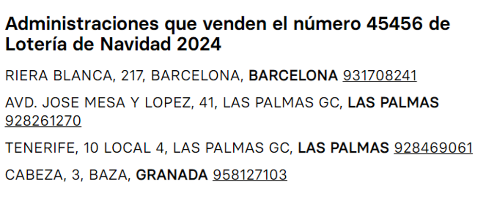 Estas son las administraciones que han vendido el quinto premio del sorteo de la Lotería de Navidad