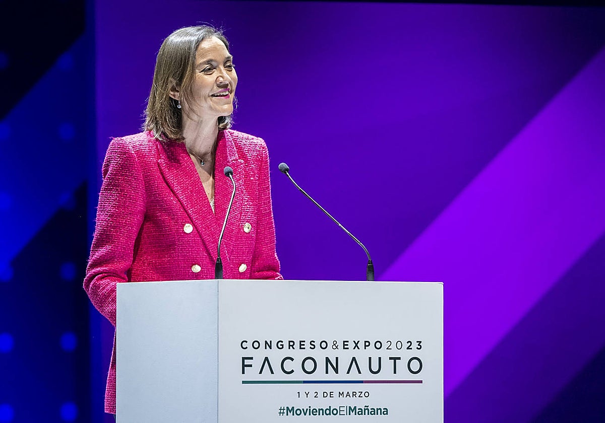 Reyes Maroto, Ministra de Industria, Turismo y Comercio, durante la clausura del XXXII Congreso & Expo Faconauto 2023