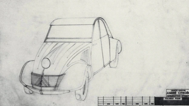 One of the first drawings of the 2 CV