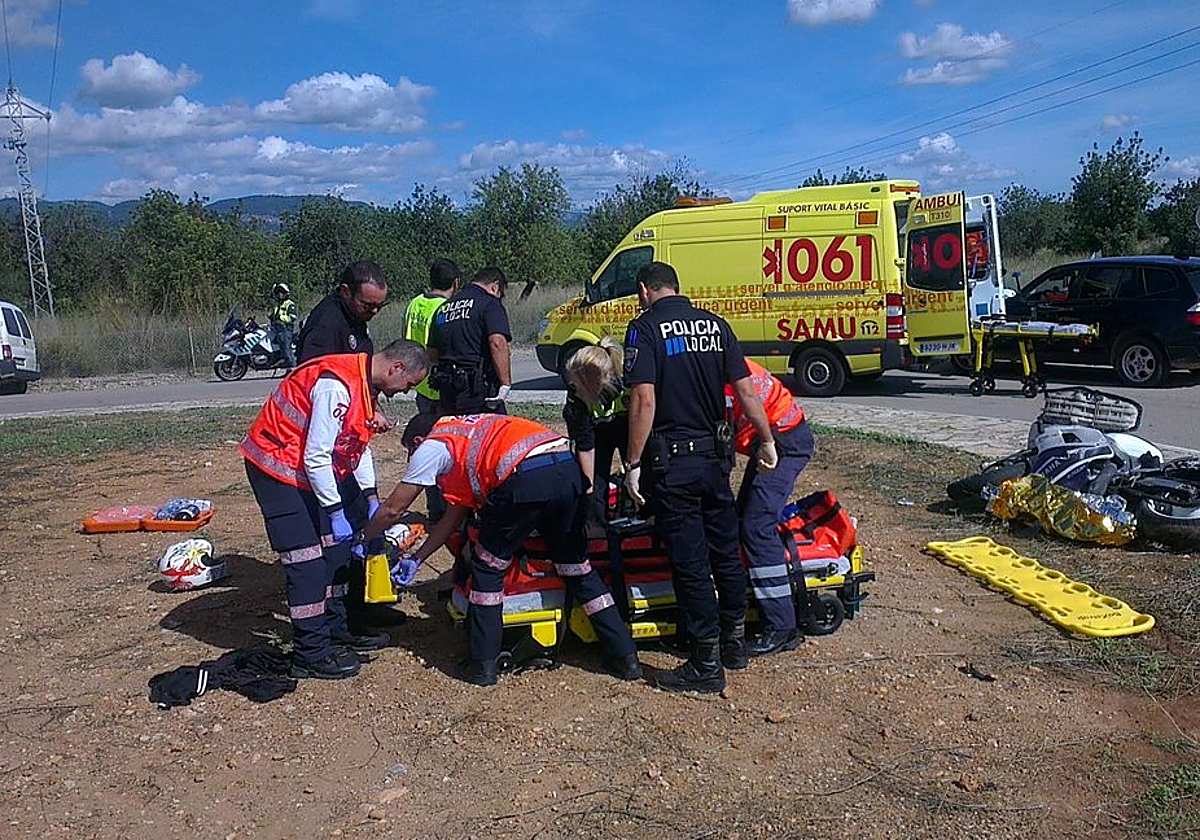 Accidente de moto en una imagen de archivo