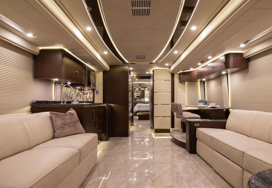 Cada autocaravana Prevost es a menudo construida a medida según los gustos y necesidades del cliente