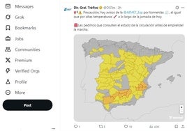 La DGT alerta a los conductores por tormentas y altas temperaturas