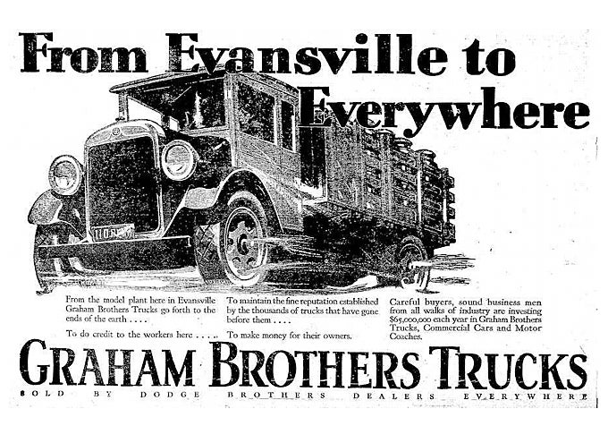 Publicidad de la época de los camiones fabricados por los hermanos Graham